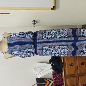 Long blue and floral summer time dress by Luxology